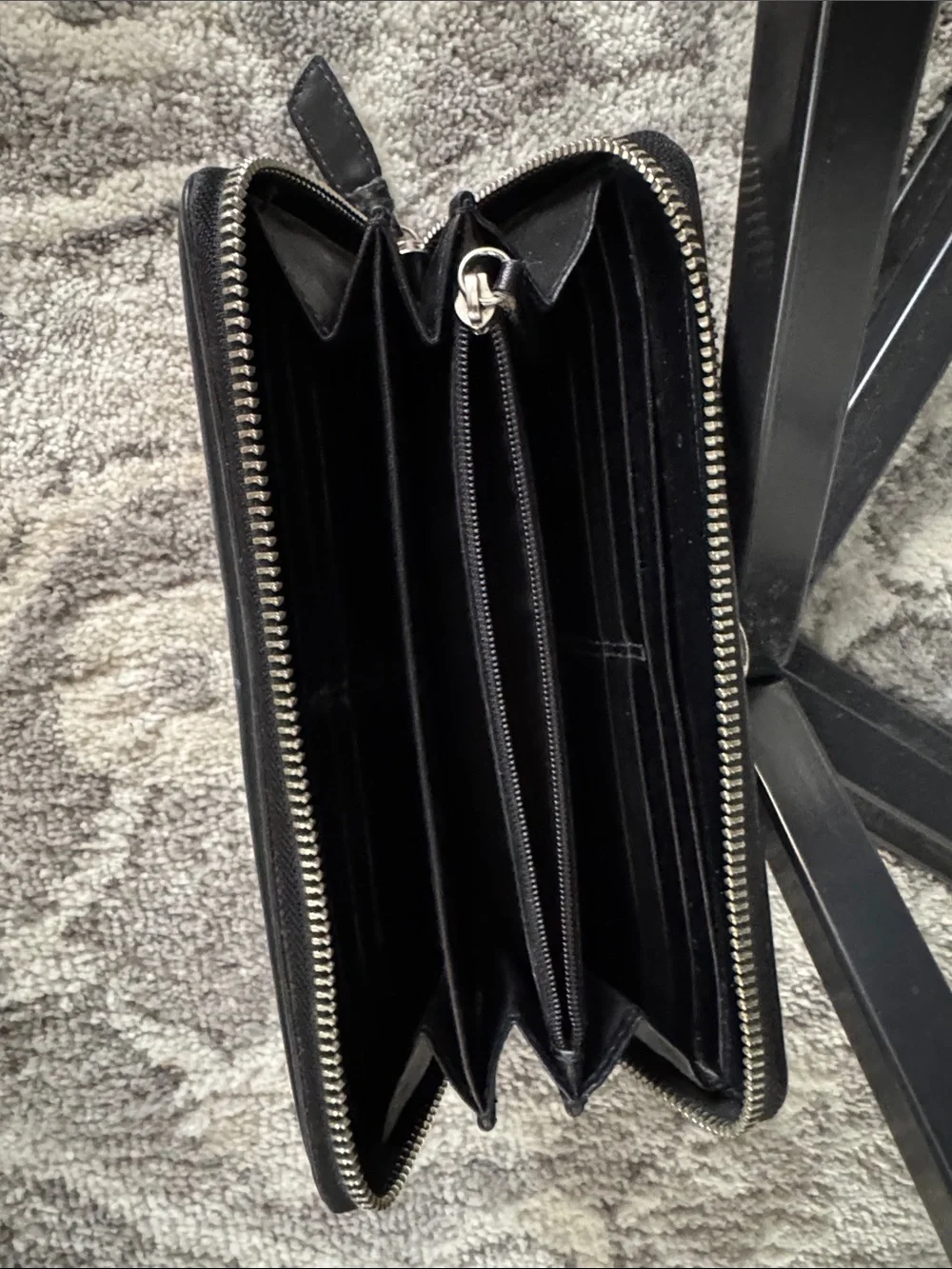 Coach Black Signature Zip Around Phone Wallet